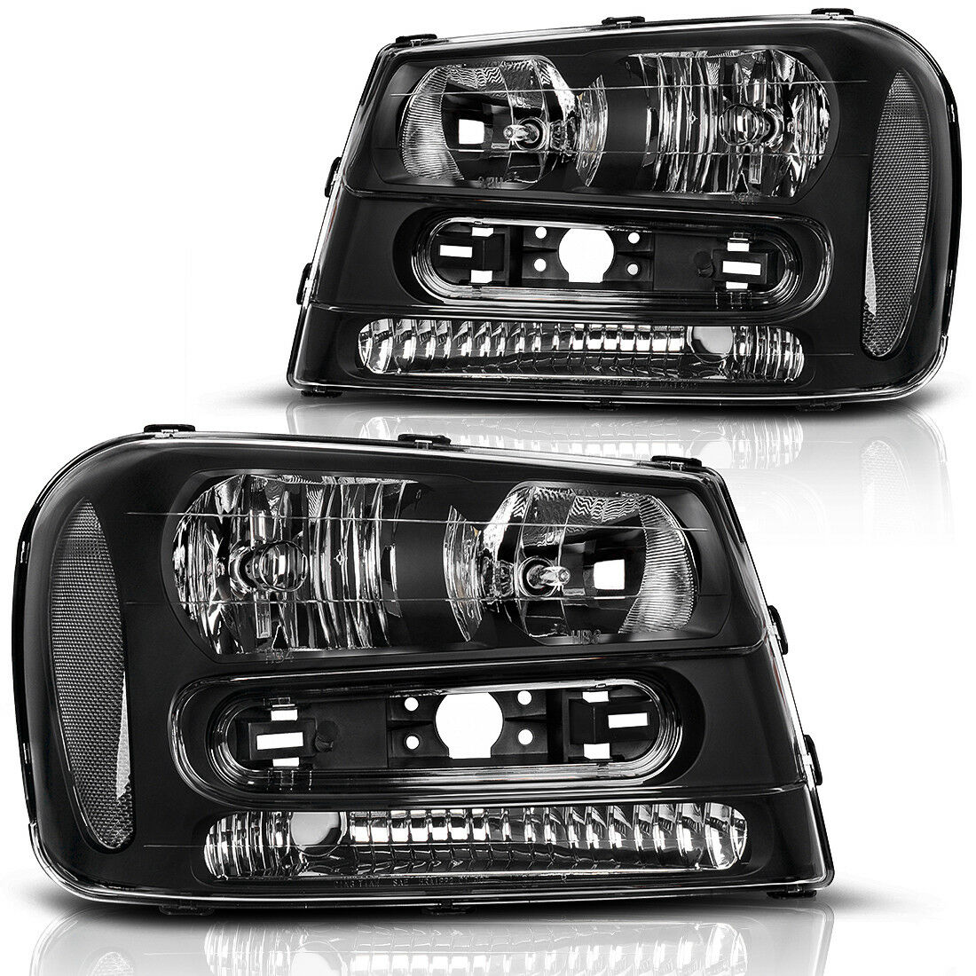FOR CHEVY TRAILBLAZER SUV 2002-2009 BLACK/CLEAR HEADLIGHTS HEAD LIGHT LAMP SET FOR CHEVY TRAILBLAZER SUV 2002-2009 BLACK/CLEAR HEADLIGHTS HEAD LIGHT LAMP SET